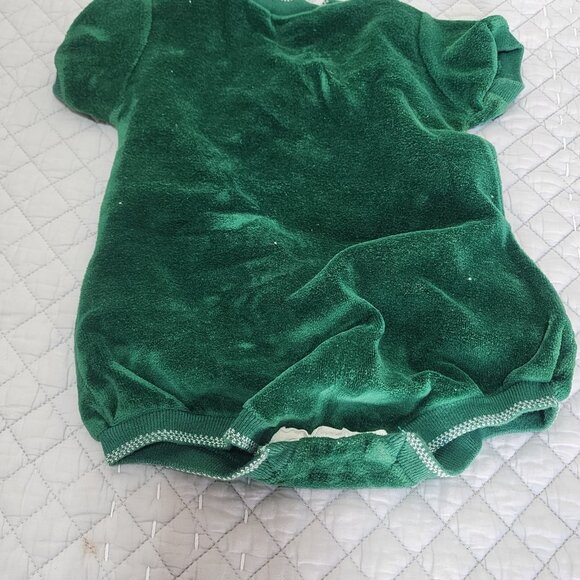 Vintage Health-tex Green Terry Cloth Baby Romper Christmas Tree House... - Picture 3 of 5